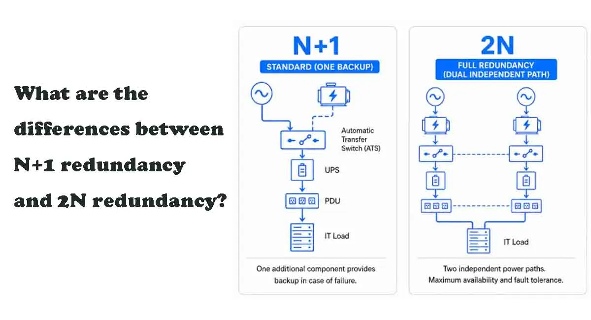 What are the differences between N+1 redundancy and 2N redundancy